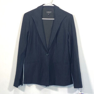 J'Envie Blazer Size 8 Black Blue Pinstripe Business Career Minimalist NEW USA